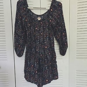 Floral Print Romper With Pockets